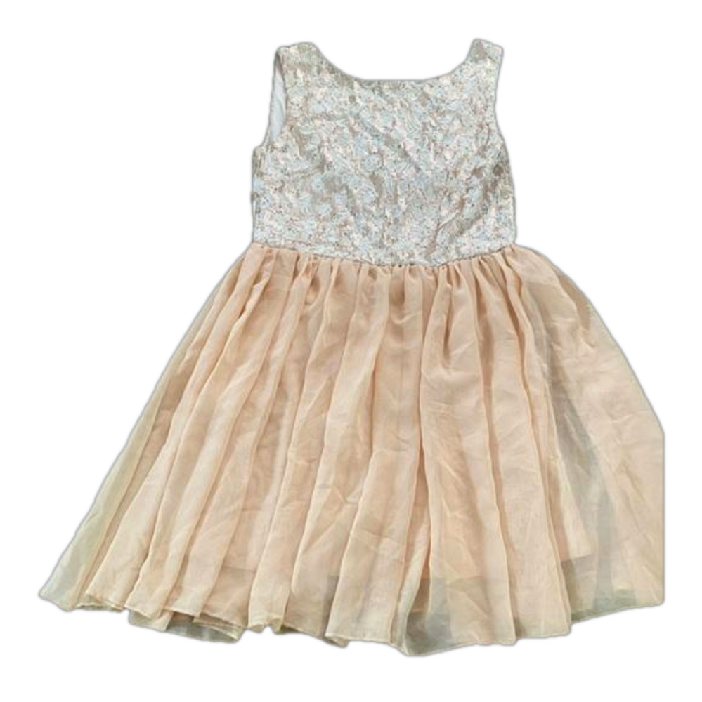Tan Sleeveless Midi Dress with Pleated Skirt size small